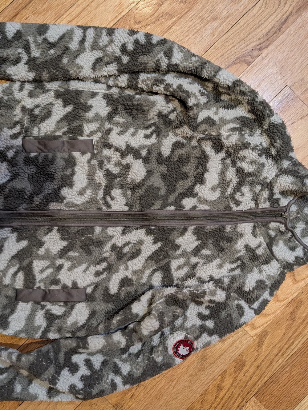 Faux Shearling Zip-Up Hoodie — Olive Camo
